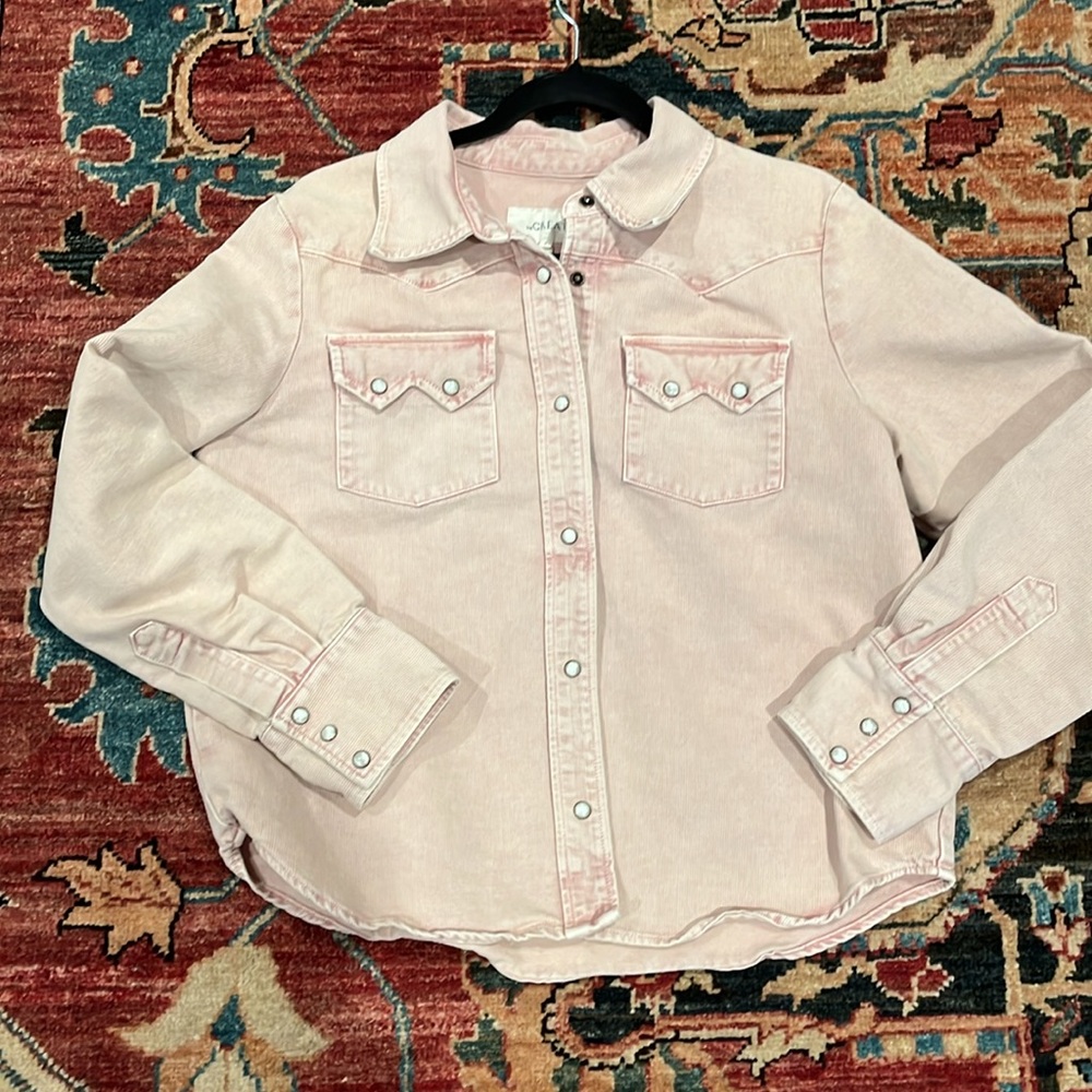 The GREAT “Howdy” top button down in light faded pink. Size 2. - Picture 3 of 5